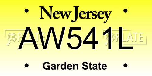 AW541L New Jersey License Plate