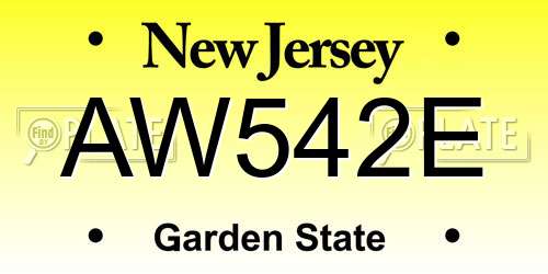 AW542E New Jersey License Plate