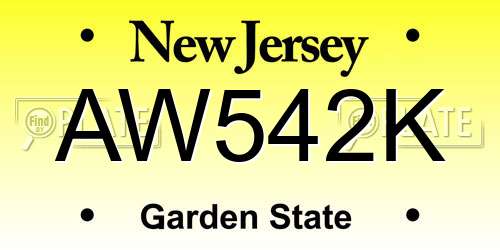 AW542K New Jersey License Plate