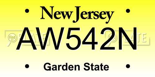 AW542N New Jersey License Plate