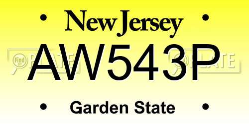 AW543P New Jersey License Plate