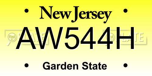 AW544H New Jersey License Plate