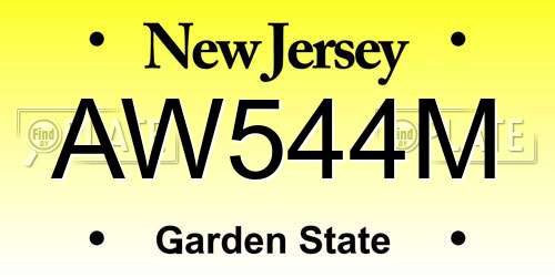 AW544M New Jersey License Plate