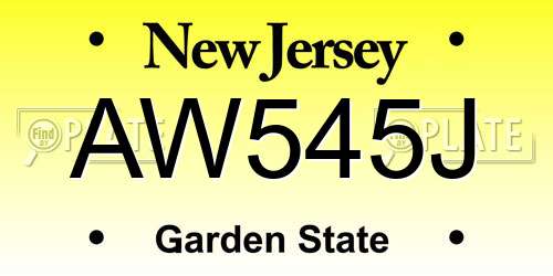 AW545J New Jersey License Plate