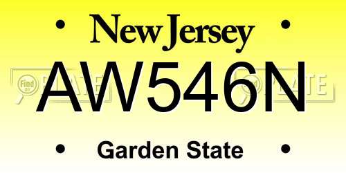 AW546N New Jersey License Plate