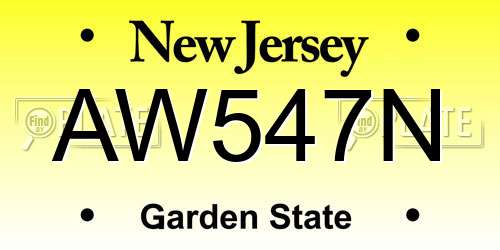 AW547N New Jersey License Plate