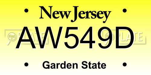 AW549D New Jersey License Plate