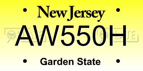 AW550H New Jersey License Plate