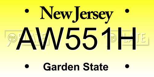 AW551H New Jersey License Plate