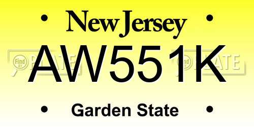 AW551K New Jersey License Plate