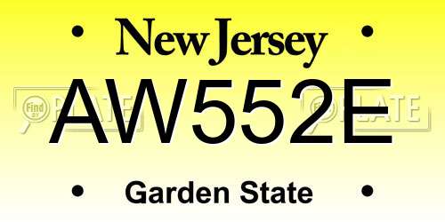 AW552E New Jersey License Plate