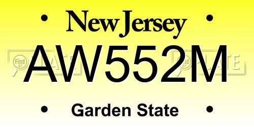 AW552M New Jersey License Plate