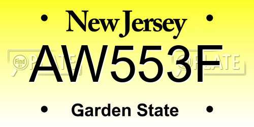 AW553F New Jersey License Plate