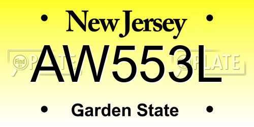 AW553L New Jersey License Plate