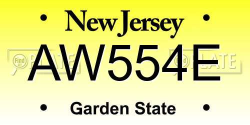 AW554E New Jersey License Plate