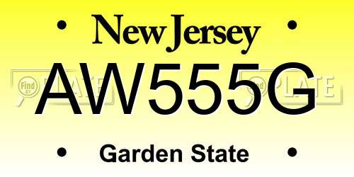 AW555G New Jersey License Plate
