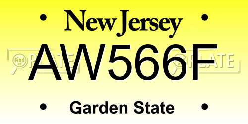 AW566F New Jersey License Plate