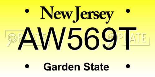 AW569T New Jersey License Plate