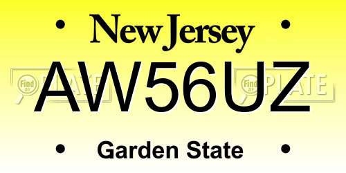 AW56UZ New Jersey License Plate