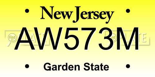 AW573M New Jersey License Plate
