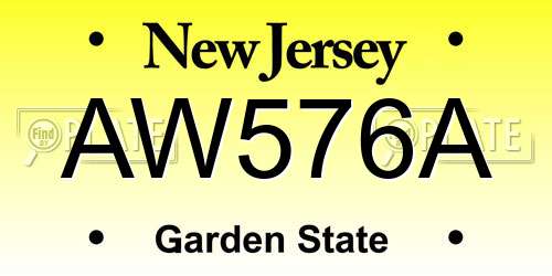 AW576A New Jersey License Plate