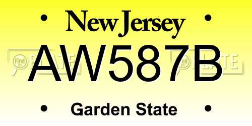 AW587B New Jersey License Plate