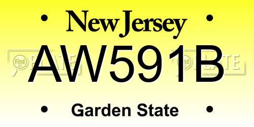 AW591B New Jersey License Plate
