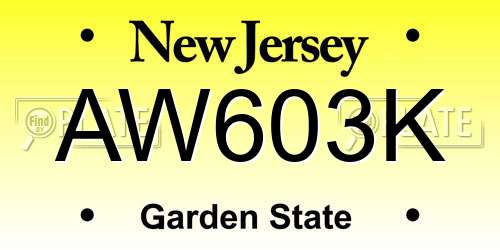 AW603K New Jersey License Plate