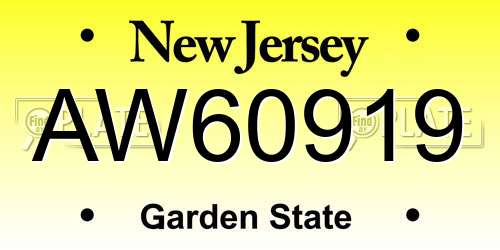 AW60919 New Jersey License Plate