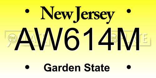 AW614M New Jersey License Plate