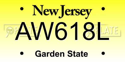 AW618L New Jersey License Plate
