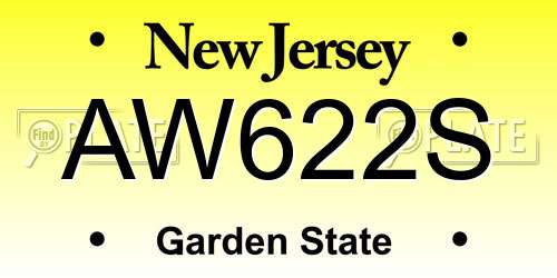 AW622S New Jersey License Plate