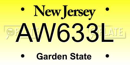AW633L New Jersey License Plate