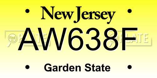AW638F New Jersey License Plate