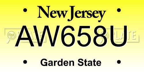 AW658U New Jersey License Plate