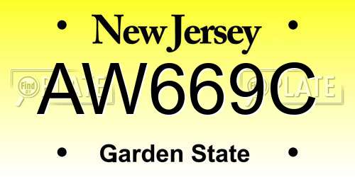 AW669C New Jersey License Plate