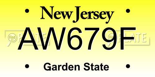AW679F New Jersey License Plate