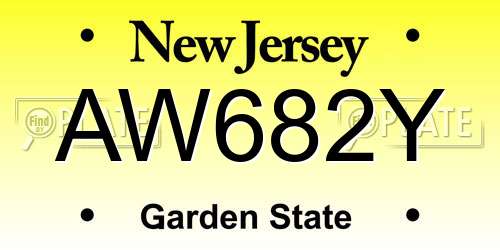 AW682Y New Jersey License Plate