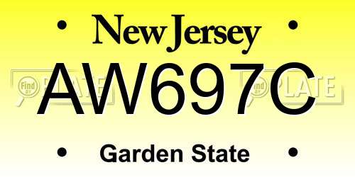 AW697C New Jersey License Plate
