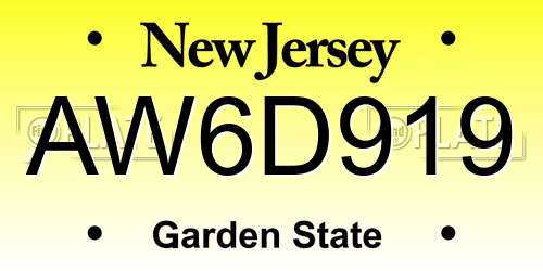 AW6D919 New Jersey License Plate