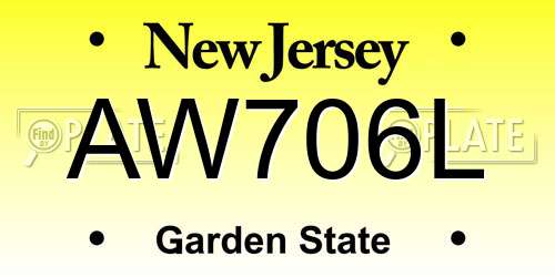 AW706L New Jersey License Plate