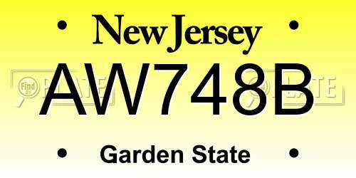 AW748B New Jersey License Plate