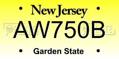 AW750B New Jersey License Plate