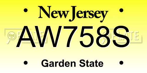 AW758S New Jersey License Plate