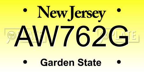 AW762G New Jersey License Plate