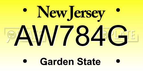 AW784G New Jersey License Plate