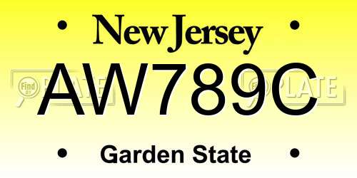 AW789C New Jersey License Plate