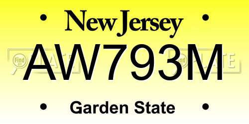 AW793M New Jersey License Plate