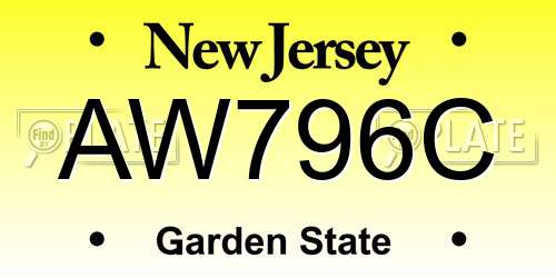 AW796C New Jersey License Plate