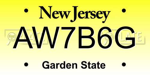 AW7B6G New Jersey License Plate